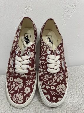 Vans Burgundy Floral Canvas Low-Top Sneakers